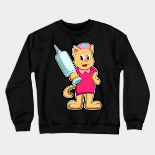 Cat as Nurse with Syringe Crewneck Sweatshirt